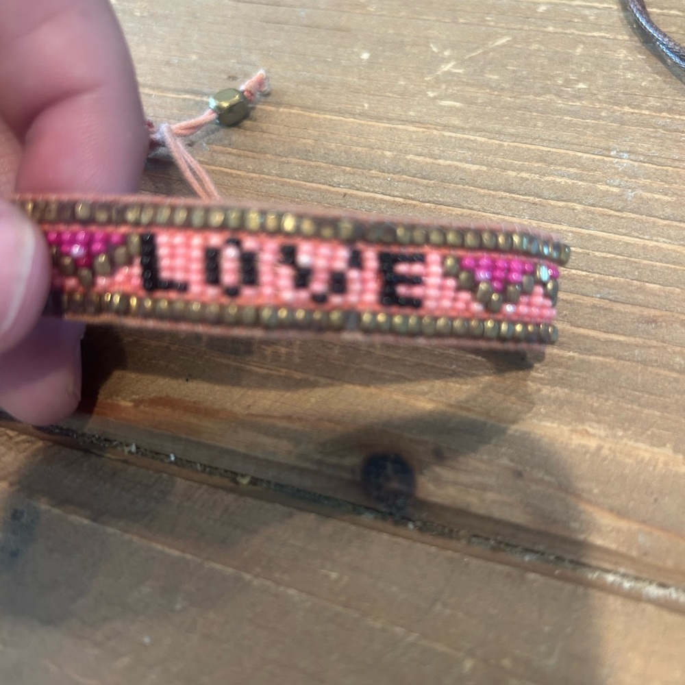 Pink and Black Beaded Bracelet